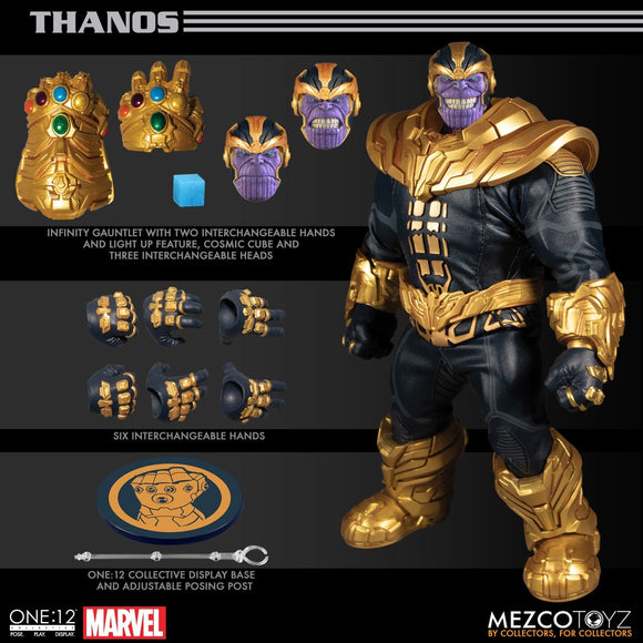 Mezco One:12 Collective Collector Marvel Comics Thanos Gauntlets Cosmic Cube Action Figures 112